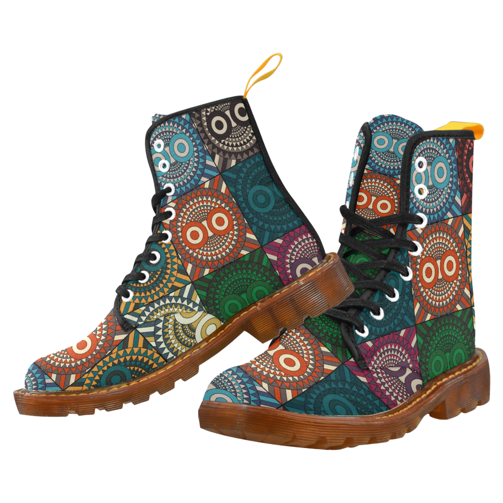 Polychrome Owl Mask Martin Boots For Women Model 1203H