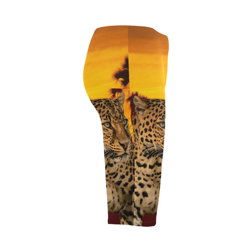 Leopard and Sunset Hestia Cropped Leggings (Model L03)
