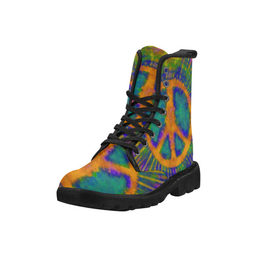 Psychedelic Tie Dye Trippy Peace Sign Martin Boots for Women (Black) (Model 1203H)