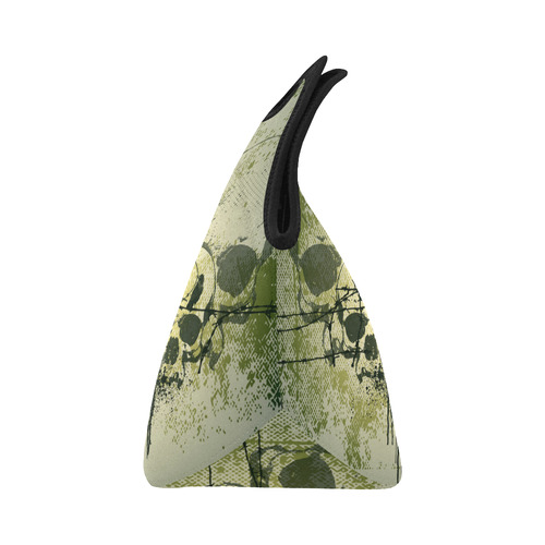 Green skull Neoprene Lunch Bag/Small (Model 1669)