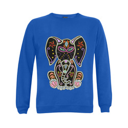 Mystical Sugar Skull Elephant Blue Gildan Crewneck Sweatshirt(NEW) (Model H01)
