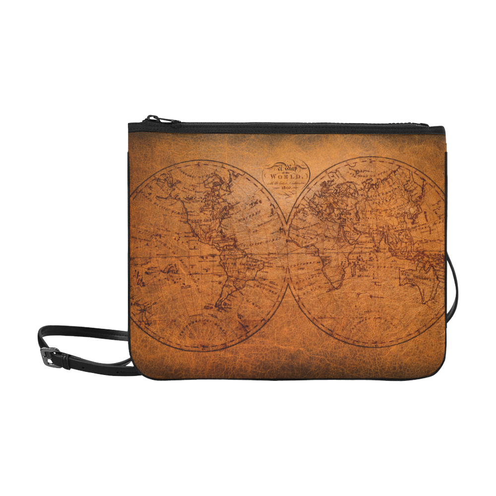 old world map slim clutch bag Slim Clutch Bag (Model 1668)
