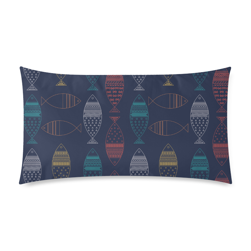 color abstract fish Rectangle Pillow Case 20"x36"(Twin Sides)