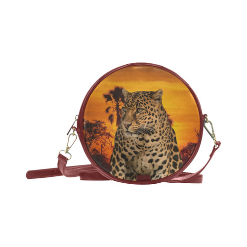 Leopard and Sunset Round Sling Bag (Model 1647)