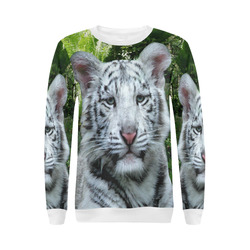 White Tiger All Over Print Crewneck Sweatshirt for Women (Model H18)