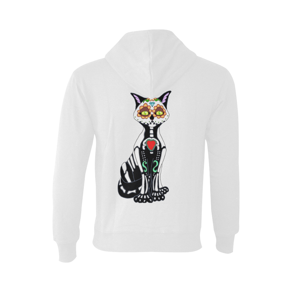 Sugar Skull Cat White Oceanus Hoodie Sweatshirt (NEW) (Model H03)