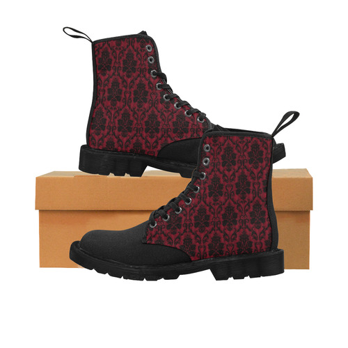 Gothic Victorian Black'n Red Pattern Martin Boots for Women (Black) (Model 1203H)