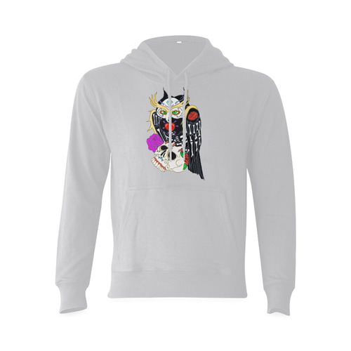 Sugar Skull Owl And Skull Grey Oceanus Hoodie Sweatshirt (NEW) (Model H03)