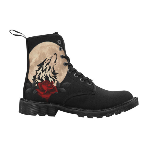 Gothic Wolf Moon Martin Boots for Women (Black) (Model 1203H)