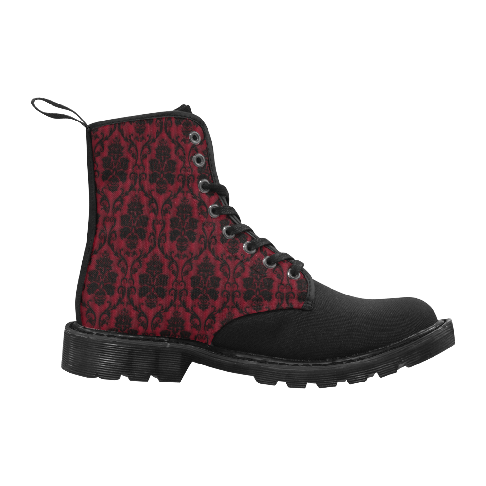 Gothic Victorian Black'n Red Pattern Martin Boots for Women (Black) (Model 1203H)