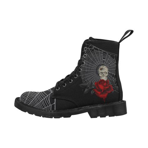 Gothic Skull, Spider And Spider Web Martin Boots for Women (Black) (Model 1203H)