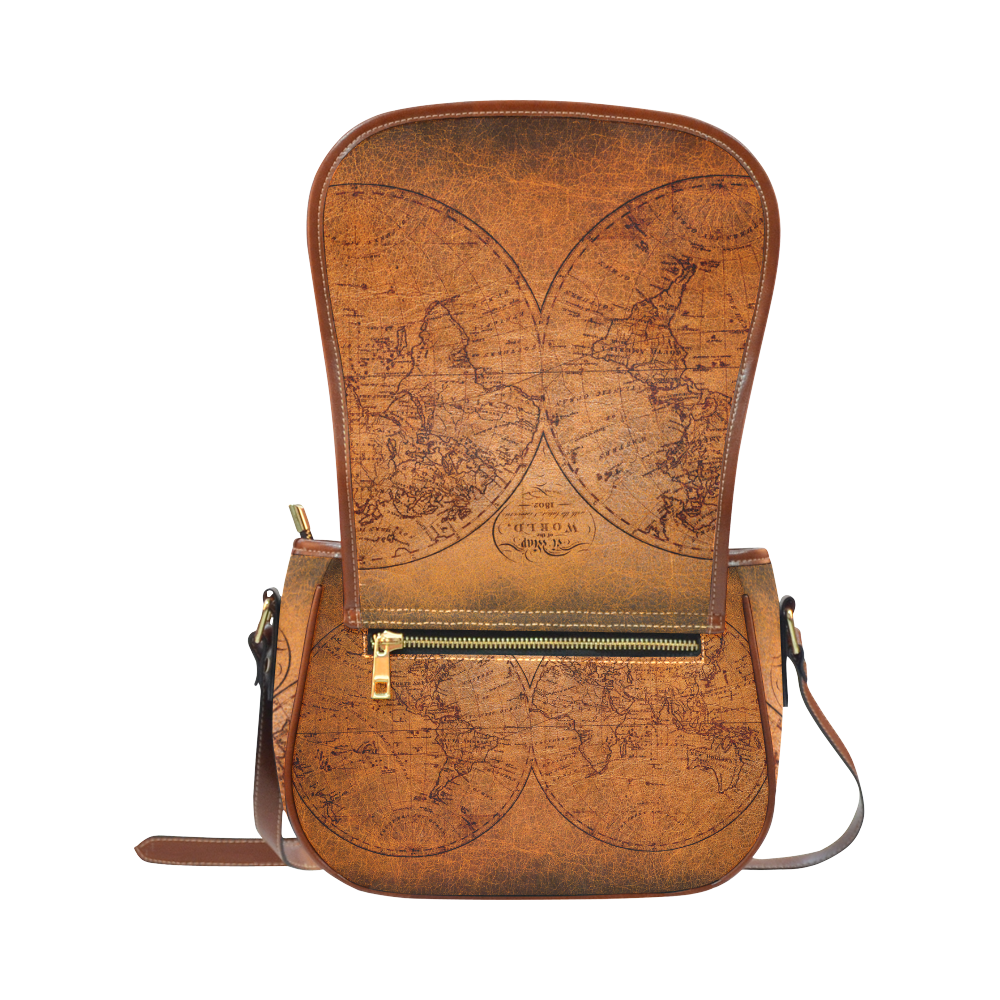old world map small saddle bag Saddle Bag/Small (Model 1649) Full Customization