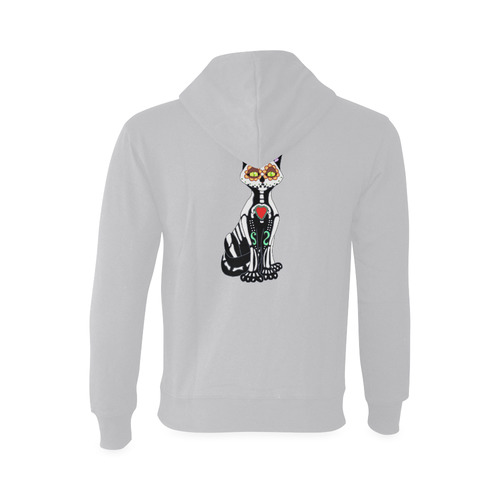 Sugar Skull Cat Grey Oceanus Hoodie Sweatshirt (Model H03)