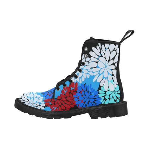 Cute Cool Abstract Winter Flowers Martin Boots for Women (Black) (Model 1203H)
