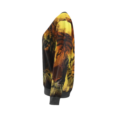 Tiger Face All Over Print Crewneck Sweatshirt for Women (Model H18)