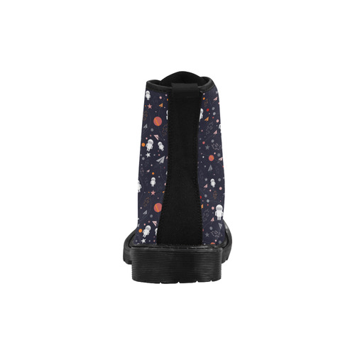 cartoon astronaut pattern Martin Boots for Women (Black) (Model 1203H)