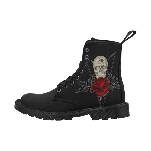 Gothic Skull With Spider And Pentagram Martin Boots for Women (Black) (Model 1203H)