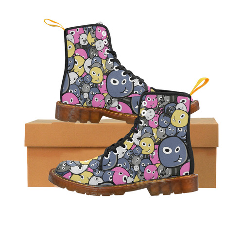 pink doodle monsters Martin Boots For Women Model 1203H