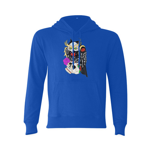 Sugar Skull Owl And Skull Blue Oceanus Hoodie Sweatshirt (NEW) (Model H03)