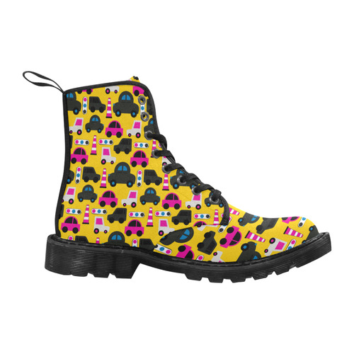 toy cars yellow Martin Boots for Women (Black) (Model 1203H)