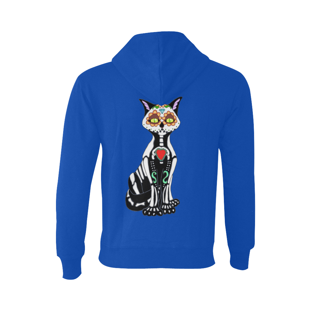 Sugar Skull Cat Blue Oceanus Hoodie Sweatshirt (NEW) (Model H03)