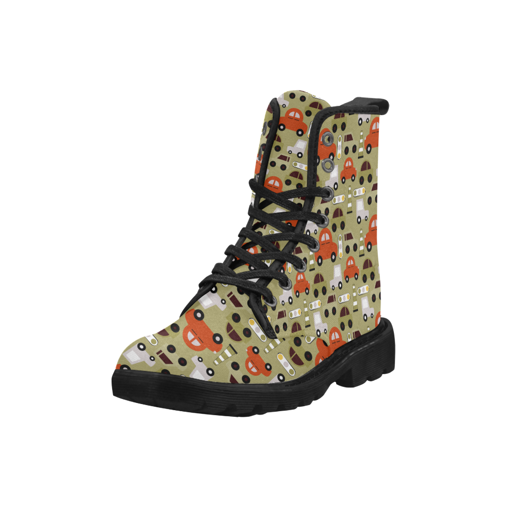 toy cars pattern Martin Boots for Women (Black) (Model 1203H)