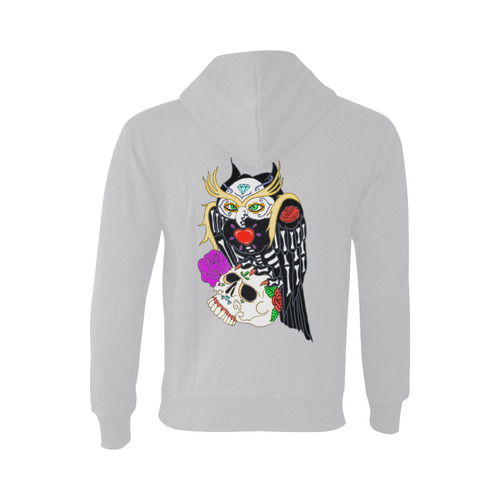 Sugar Skull Owl And Skull Grey Oceanus Hoodie Sweatshirt (NEW) (Model H03)