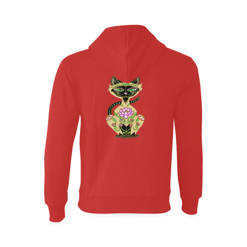 Siamese Cat Sugar Skull Red Oceanus Hoodie Sweatshirt (Model H03)