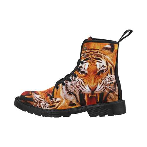 Tiger and Flame Martin Boots for Men (Black) (Model 1203H)