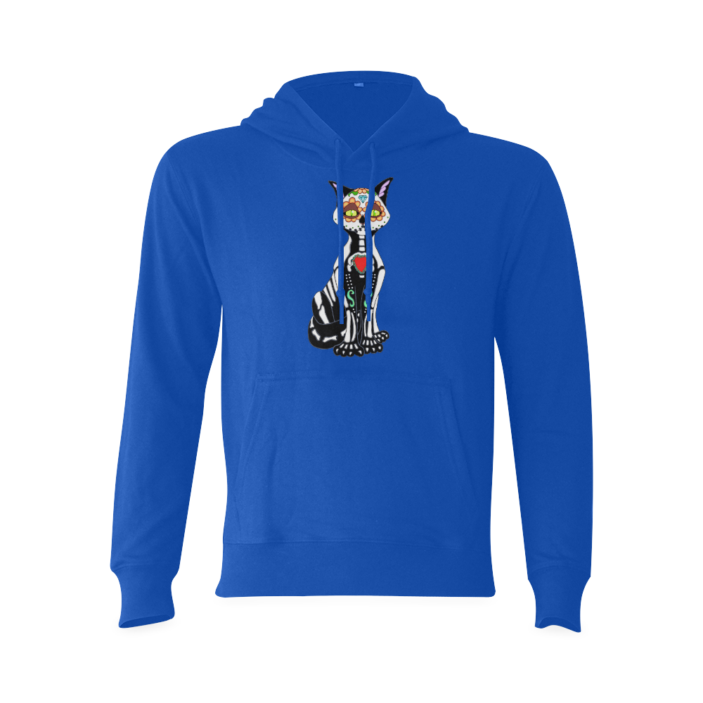 Sugar Skull Cat Blue Oceanus Hoodie Sweatshirt (Model H03)