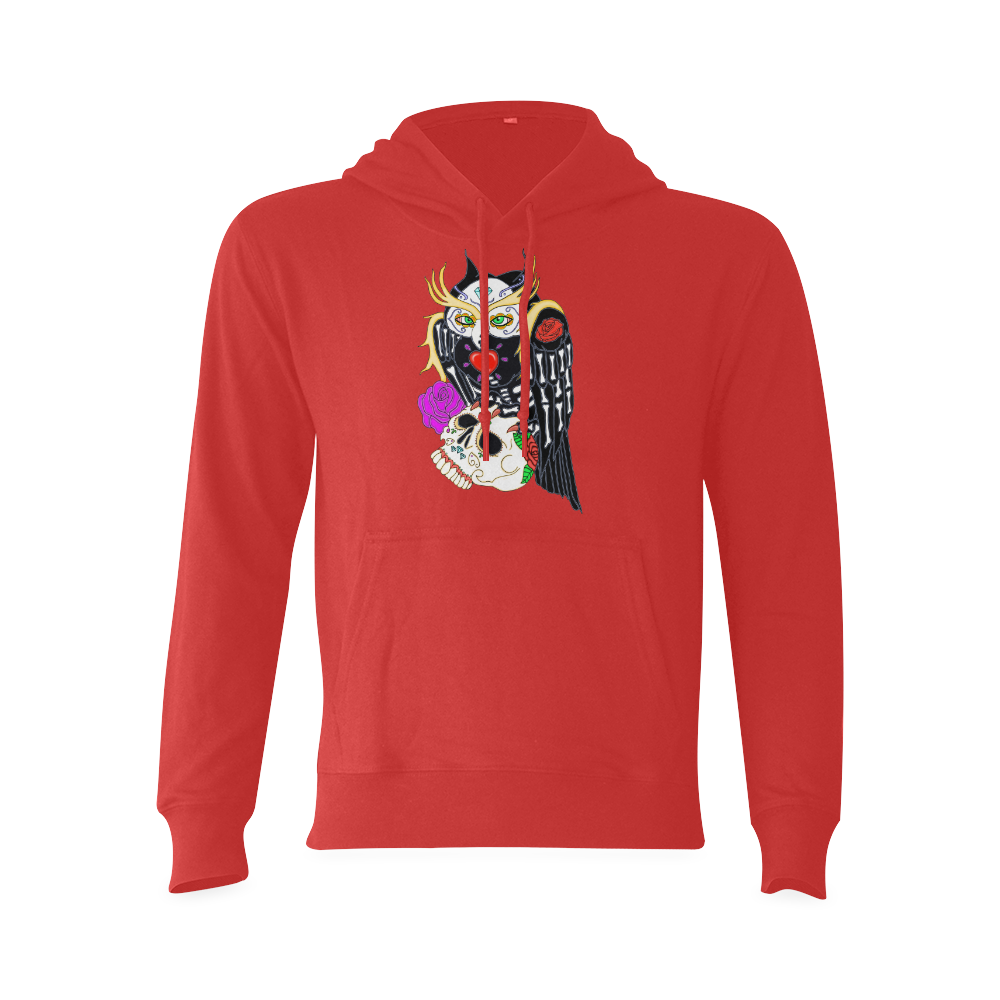 Sugar Skull Owl And Skull Red Oceanus Hoodie Sweatshirt (NEW) (Model H03)