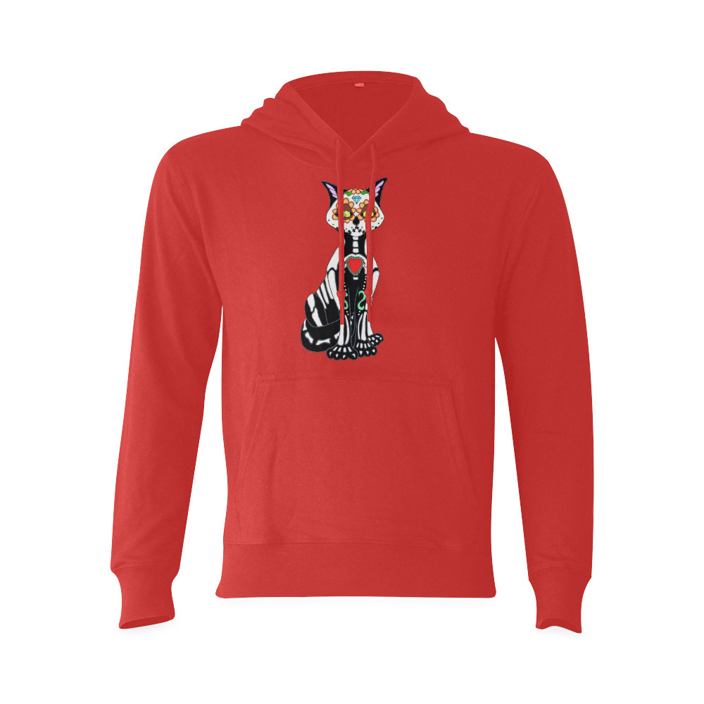 Sugar Skull Cat Red Oceanus Hoodie Sweatshirt (NEW) (Model H03)