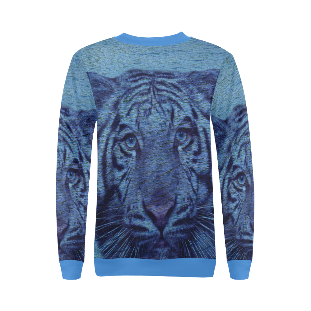 Tiger and Water All Over Print Crewneck Sweatshirt for Women (Model H18)