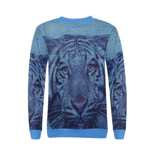 Tiger and Water All Over Print Crewneck Sweatshirt for Women (Model H18)
