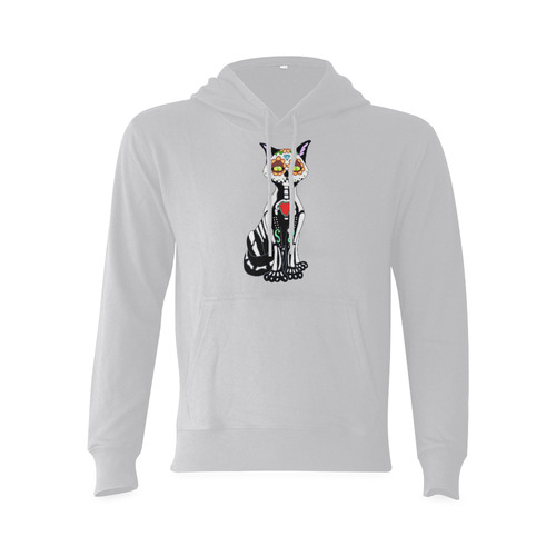 Sugar Skull Cat Grey Oceanus Hoodie Sweatshirt (Model H03)
