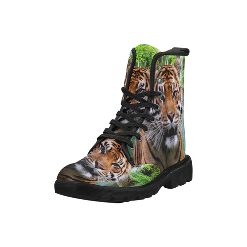 Tiger and Waterfall Martin Boots for Men (Black) (Model 1203H)