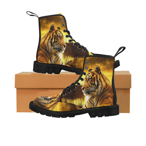 Tiger and Sunset Martin Boots for Men (Black) (Model 1203H)