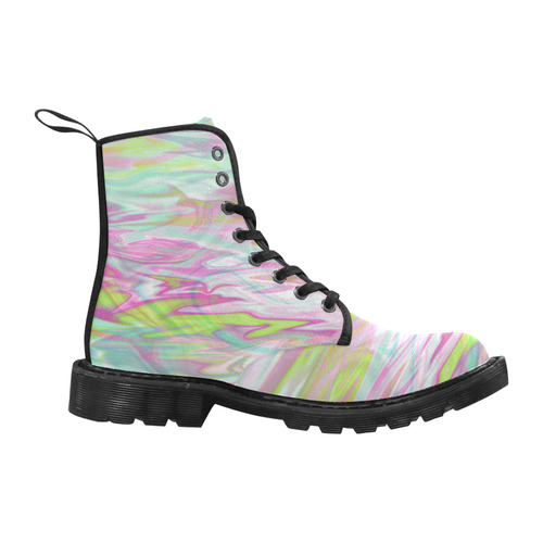 Pastel Iridescent Marble Waves Pattern Martin Boots for Women (Black) (Model 1203H)