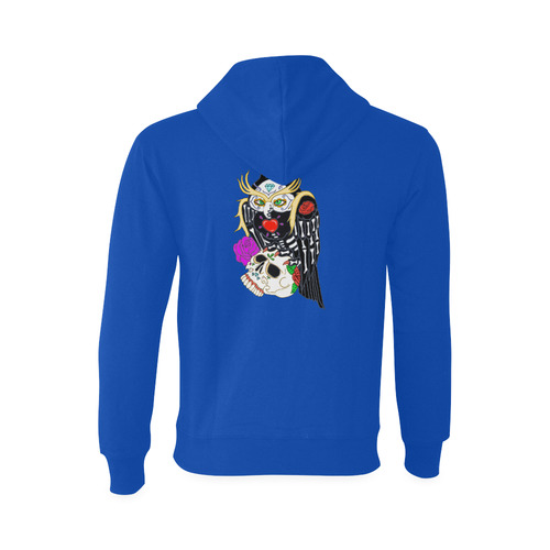 Sugar Skull Owl And Skull Blue Oceanus Hoodie Sweatshirt (Model H03)