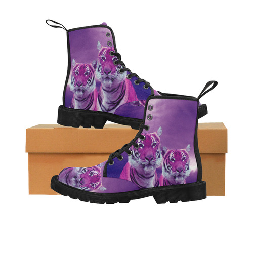 Purple Tigers Martin Boots for Men (Black) (Model 1203H)