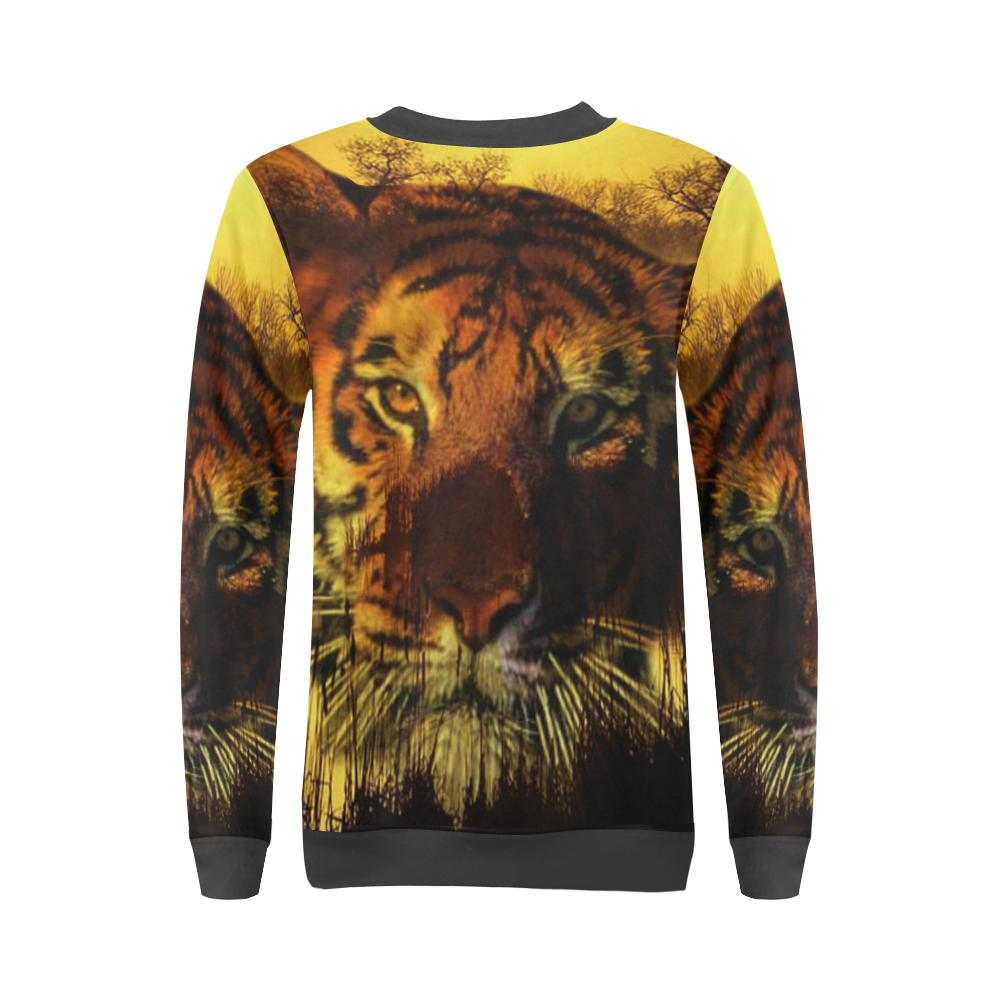 Tiger Face All Over Print Crewneck Sweatshirt for Women (Model H18)