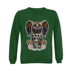 Mystical Sugar Skull Elephant Green Gildan Crewneck Sweatshirt(NEW) (Model H01)