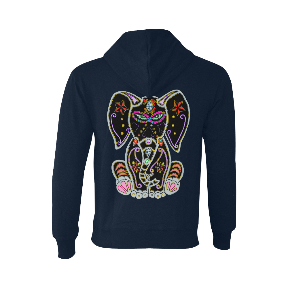 Mystical Sugar Skull Elephant Dark Blue Oceanus Hoodie Sweatshirt (NEW) (Model H03)