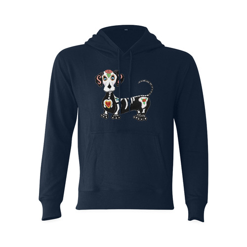 Dachshund Sugar Skull Dark Blue Oceanus Hoodie Sweatshirt (NEW) (Model H03)