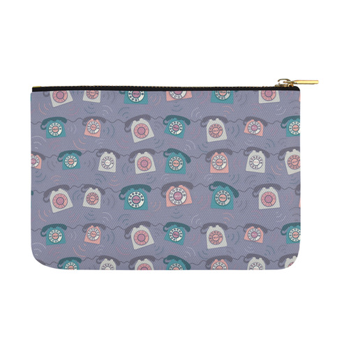 Retro Phone Pattern - Pink and Purple Carry-All Pouch 12.5''x8.5''