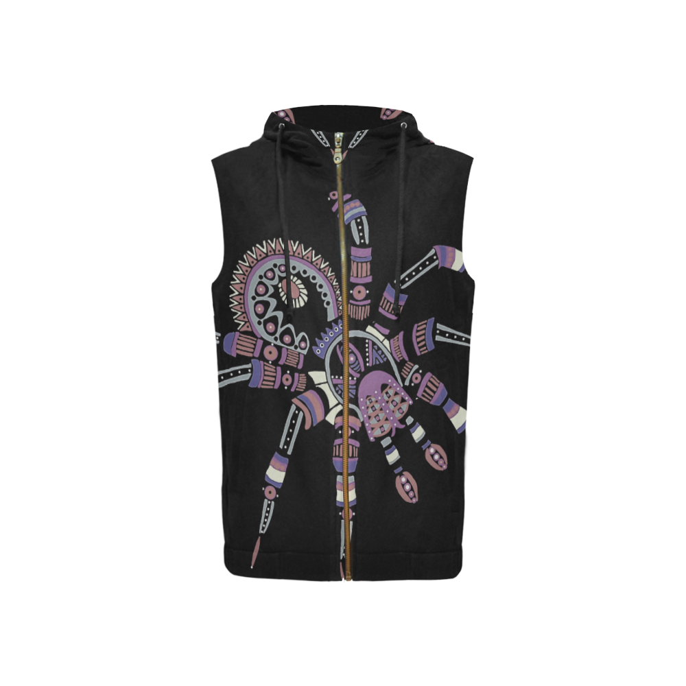 muted rainbow halloween spider All Over Print Sleeveless Zip Up Hoodie for Women (Model H16)