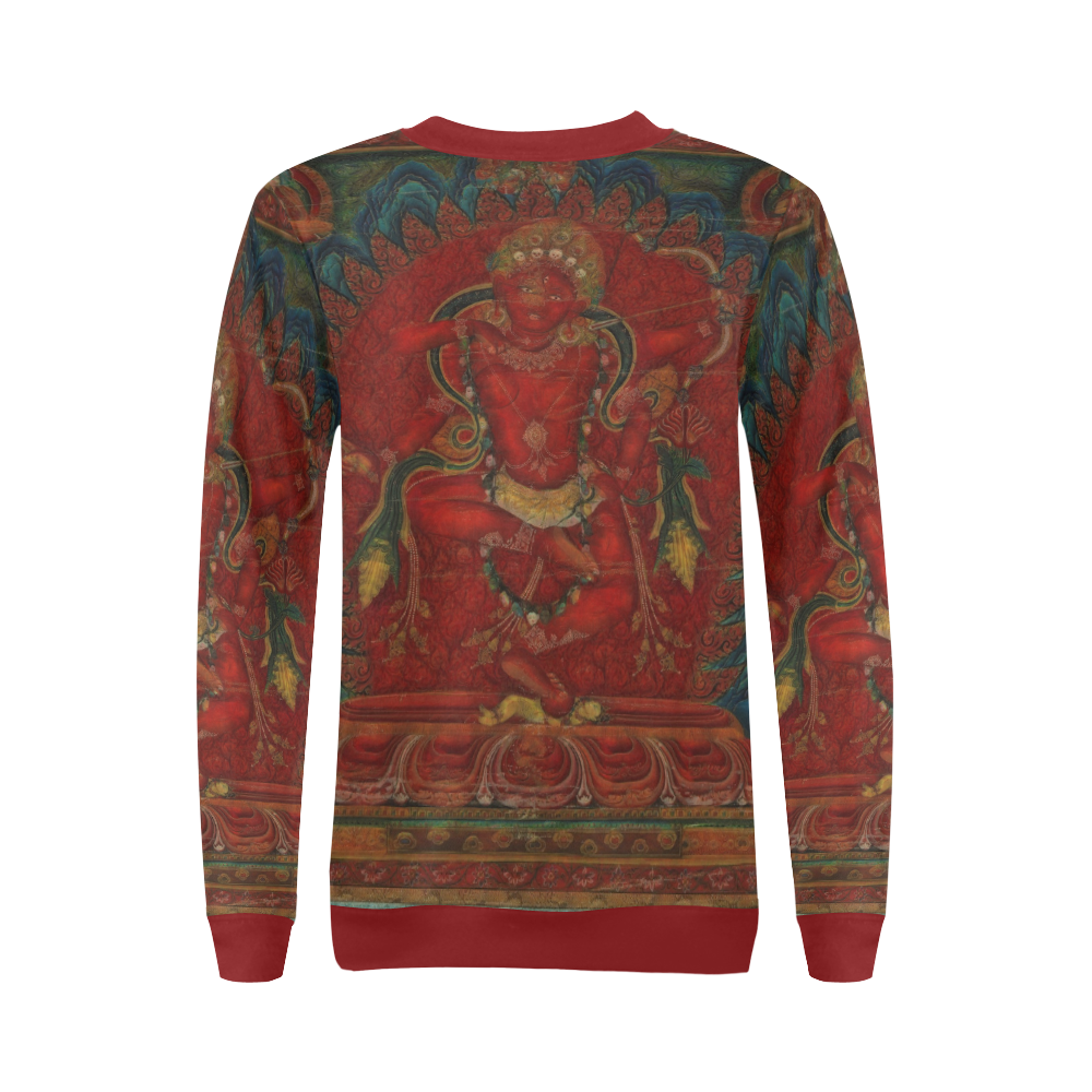Kurukulla From Tibetan Buddhism All Over Print Crewneck Sweatshirt for Women (Model H18)