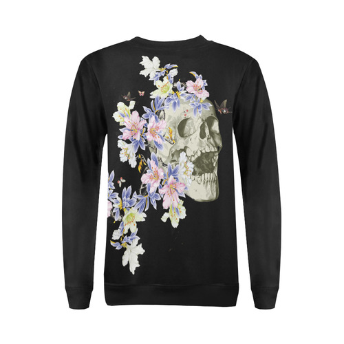 Happy Spring Skull All Over Print Crewneck Sweatshirt for Women (Model H18)