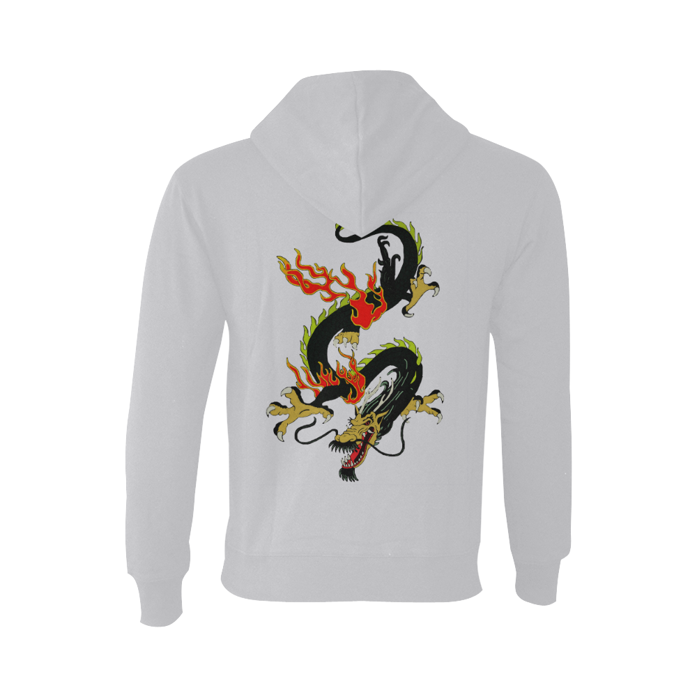 Black Chinese Dragon Grey Oceanus Hoodie Sweatshirt (NEW) (Model H03)