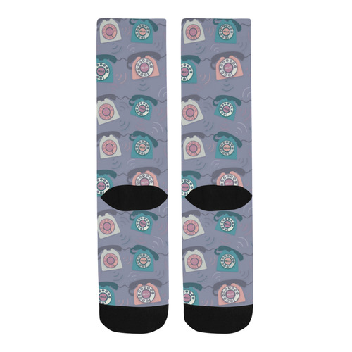 Retro Phone Pattern - Pink and Purple Trouser Socks